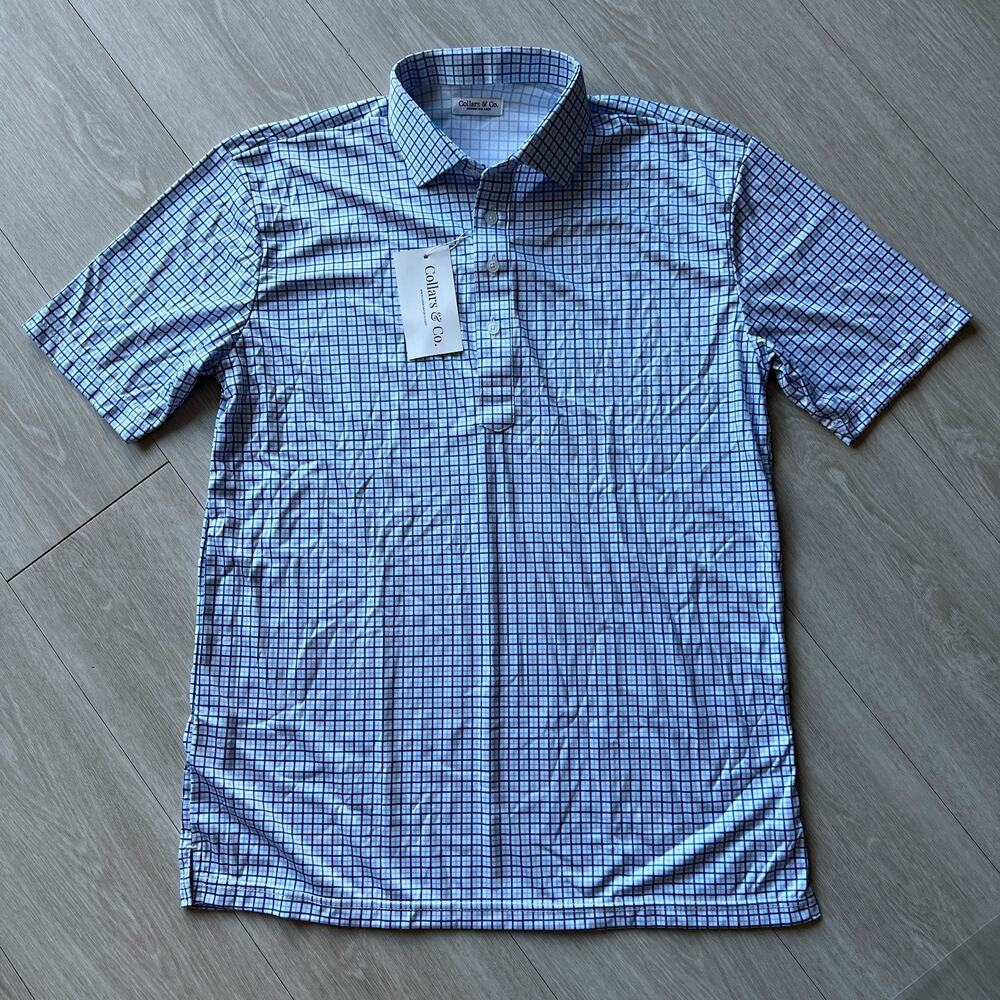 Collars & Co Dress Collar Polo Mens Medium Relaxed Square Short Sleeve